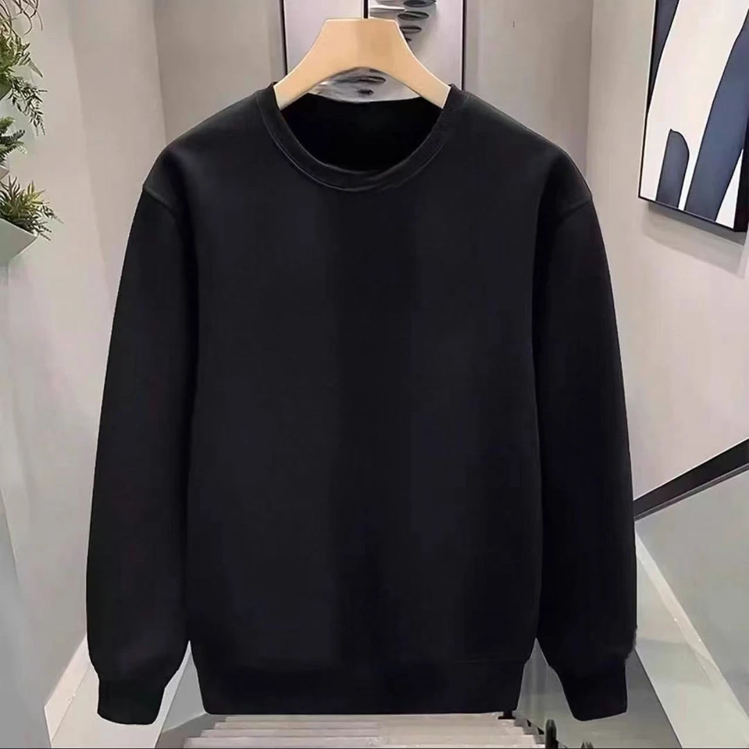 8080-重磅沉甸甸（男女）（黑色）莫代尔圆领卫衣