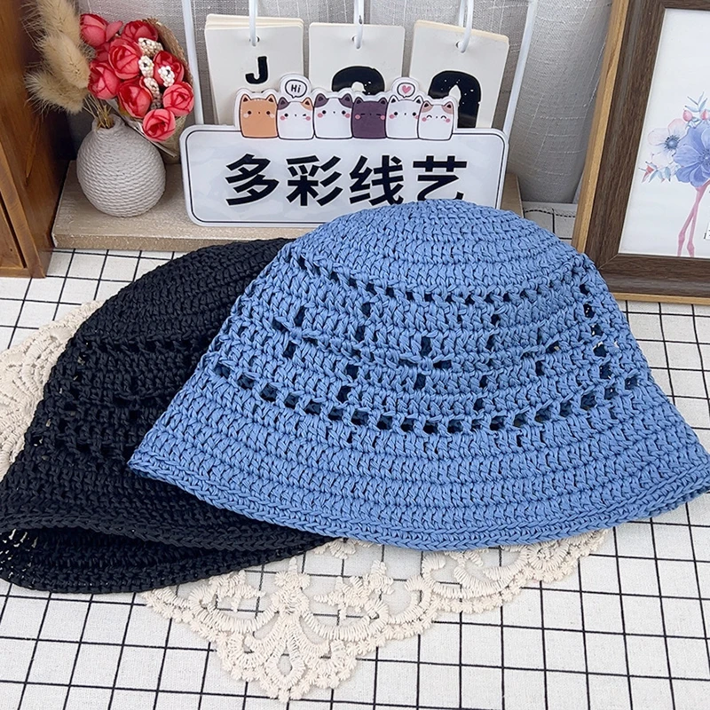【非成品】手工编织夏季棉草四叶草帽子亲子款材料包 送教程工具