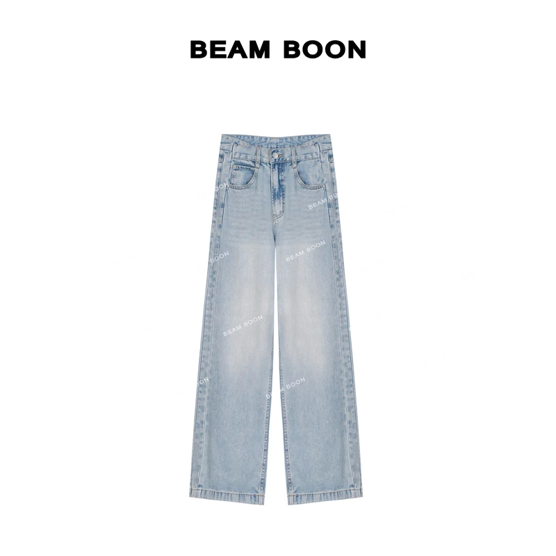 Beam Boon|【空调牛仔】冰凉莱赛尔透气立裁抗皱高腰直筒牛仔裤