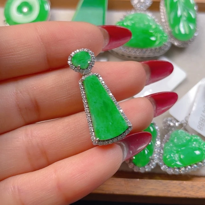 翡翠银S925镶嵌吊坠(不含链)翡翠