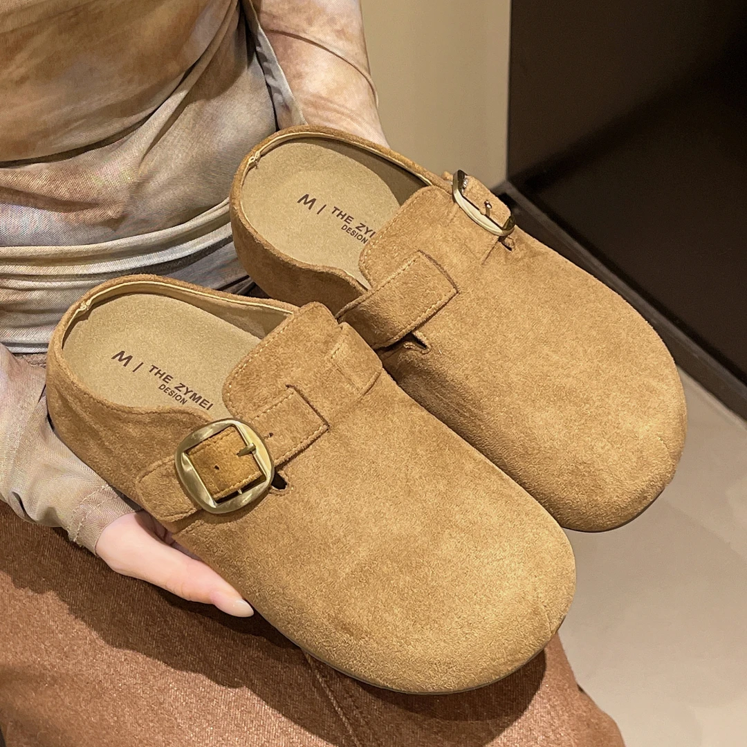 超火软底勃肯鞋女厚底拖鞋外穿秋季季新款博肯包头一脚蹬防滑拖鞋