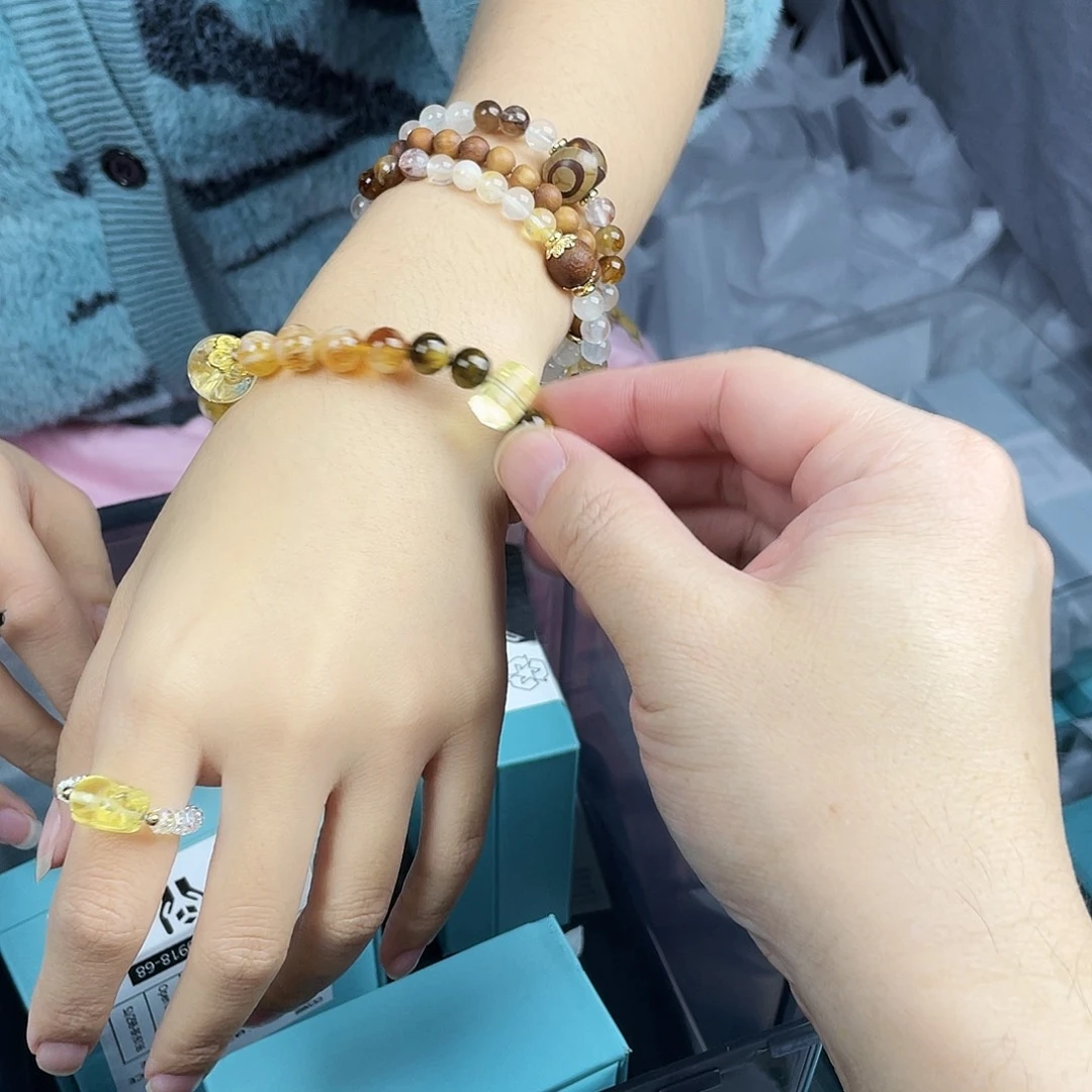 银S925镀金镶嵌手串水晶