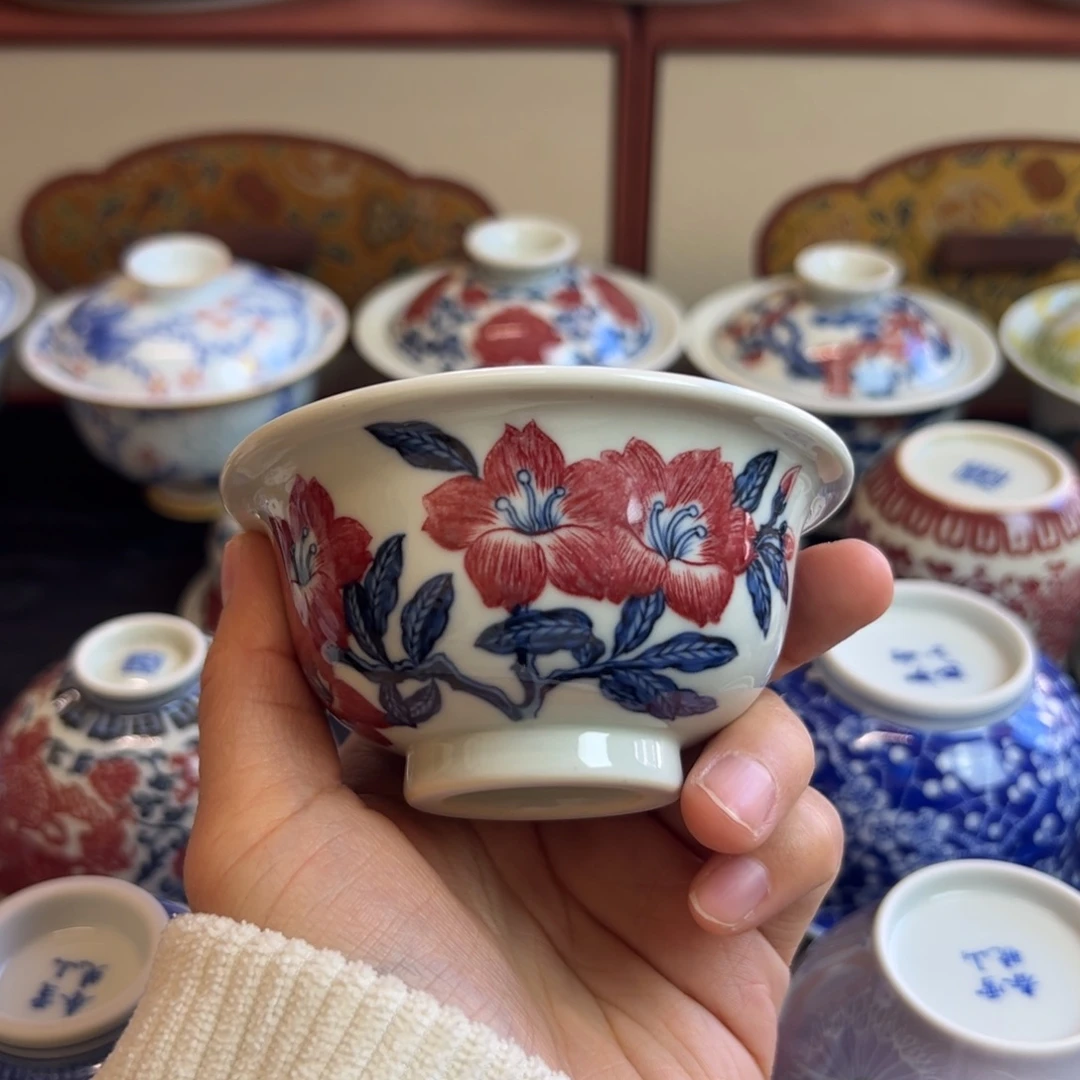 正绎堂釉里红桃花中号