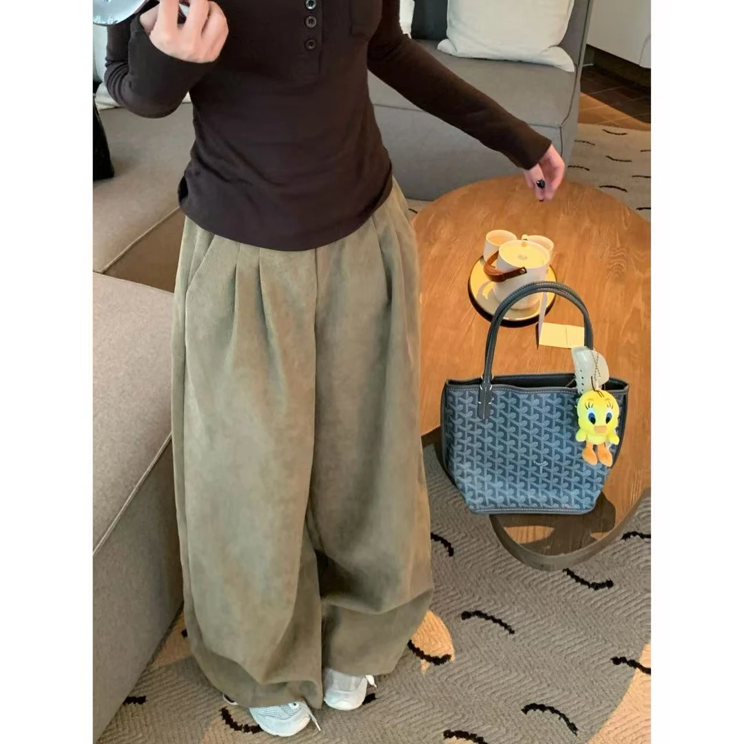 【山本少女】H832 H1558新款慵懒风垂感宽松休闲百搭阔腿裤