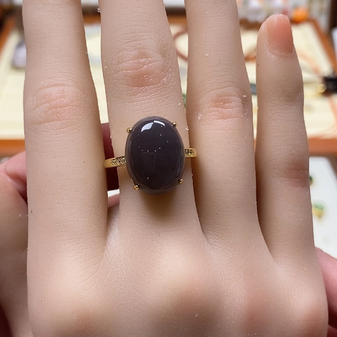 和田玉戒指银S925镶嵌米*u