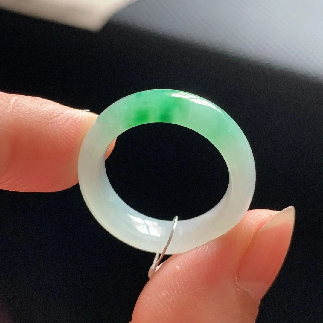 18号圈 翡翠指环戒指戒圈天然a货玉石圆戒素圈缅料玉戒 Y98