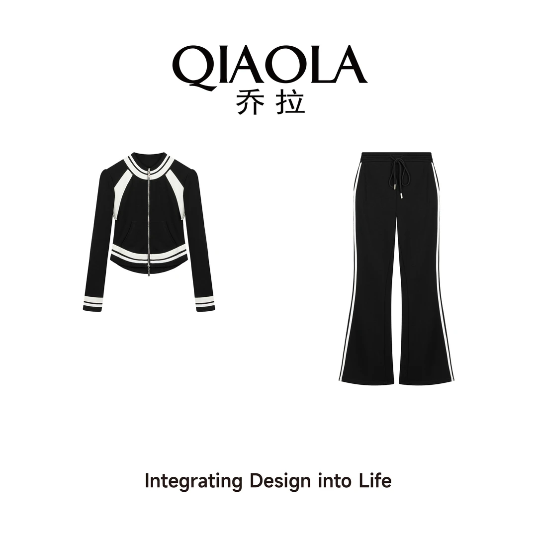 QIAOLA/乔拉【原味奥利奥】春季新款拼接设计减龄百搭时尚套装预售