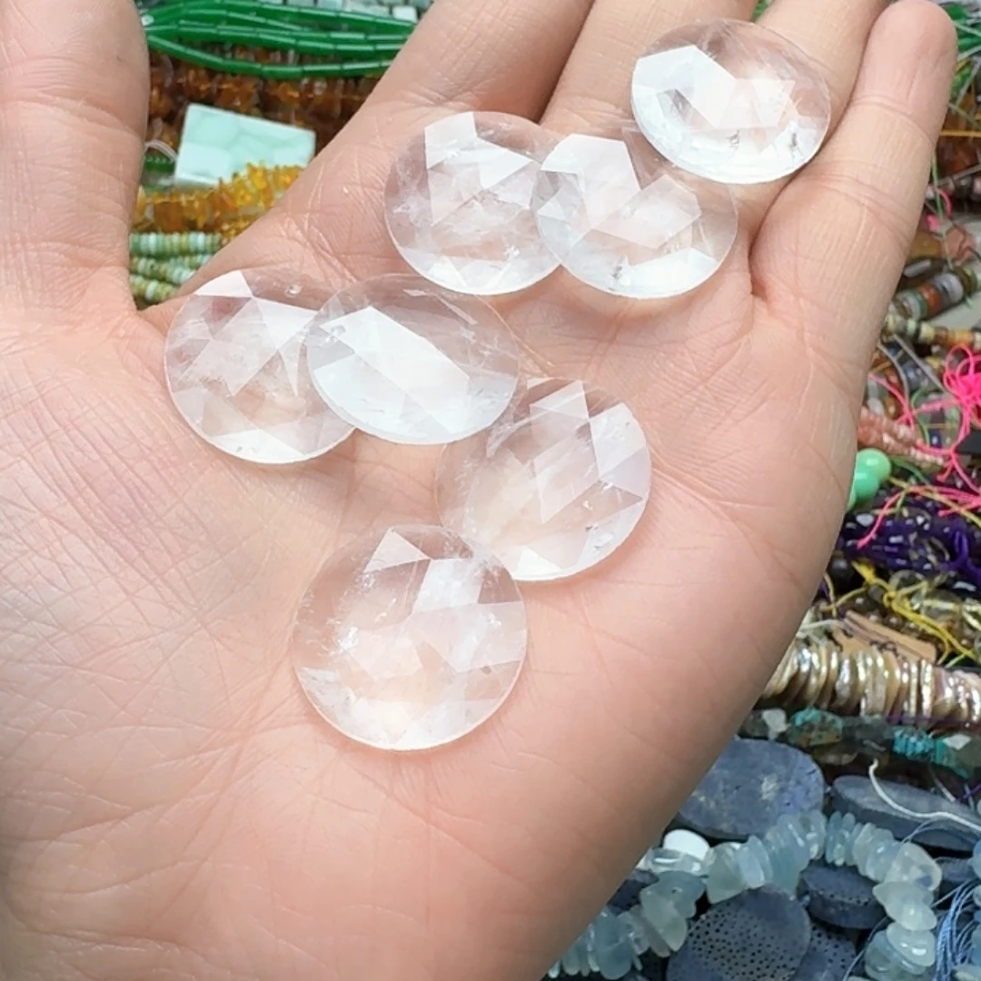 玛瑙/玉髓未镶嵌珠宝半成品一款25mm白水晶吊坠