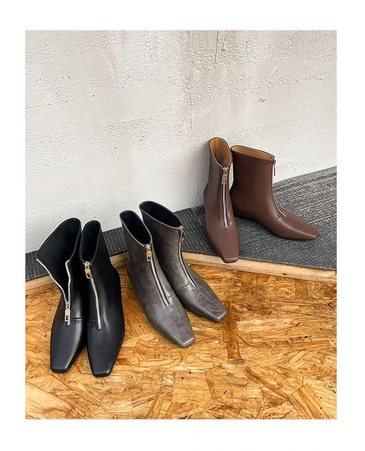 【柏林｜4cm】内增高极简风高级感百搭短靴时尚加绒瘦瘦靴