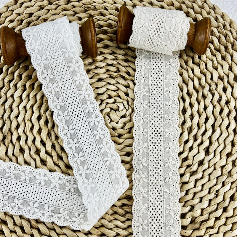 蕾丝花边棉质4,2cm加厚蕾丝棉布镂空精致装饰蝴蝶结diy手工辅料