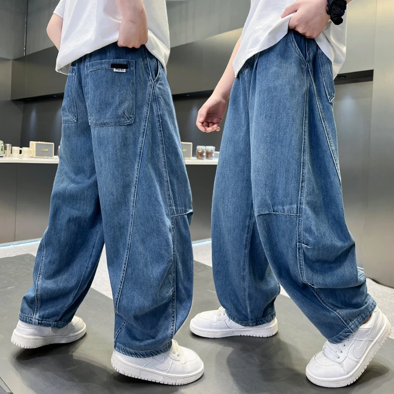 男童牛仔裤夏季薄款宽松2025中大童休闲韩版长裤儿童夏装洋气潮流