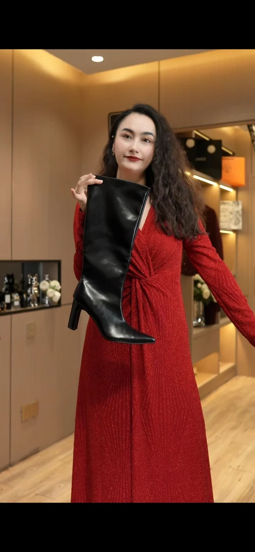 漆皮靴（娜姐推荐）气质时尚秋冬洋气百搭靴子高跟靴