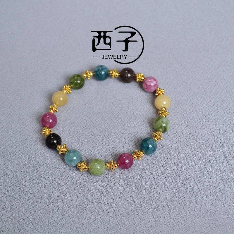 西子饰品【彩色碧玺手串】复古文艺清新甜美个性弹力手链