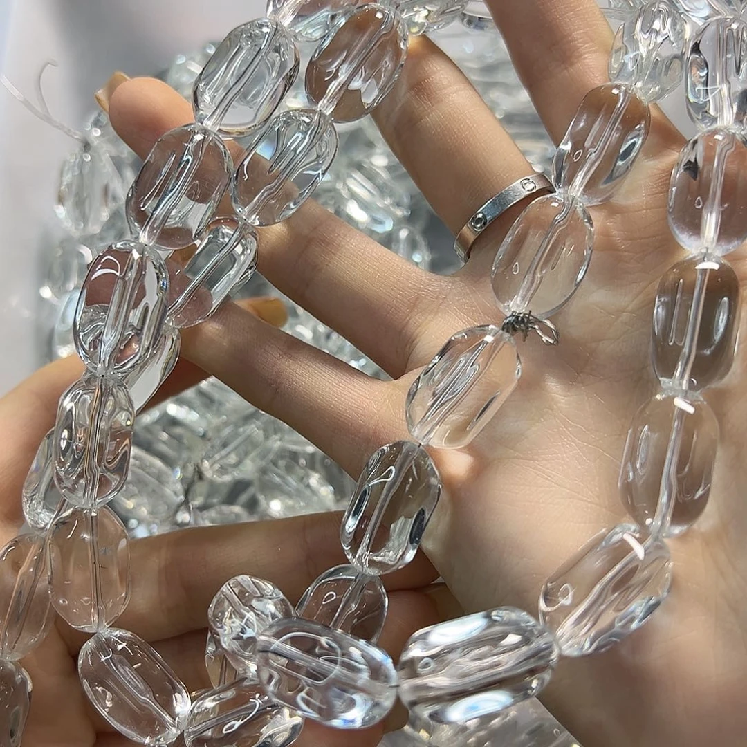 玛瑙/玉髓未镶嵌珠宝半成品压电白水椭圆卡10✖️20一条