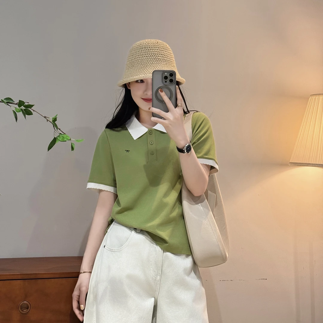 今婷polo衫女款短袖夏季薄翻领正版有领高端宽松T恤上衣J25201303