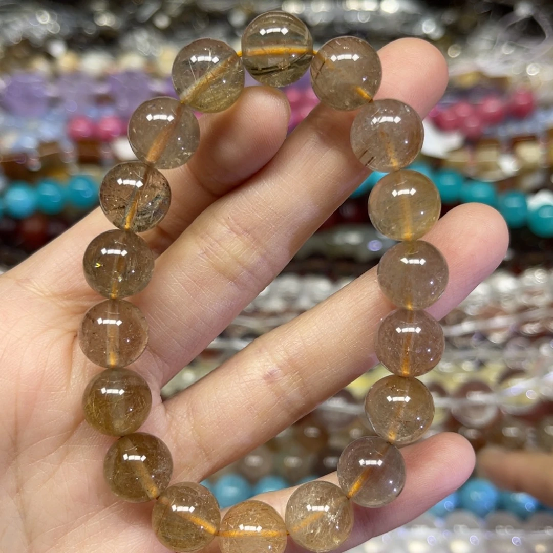 玛瑙/玉髓散珠天然金发卡11➕