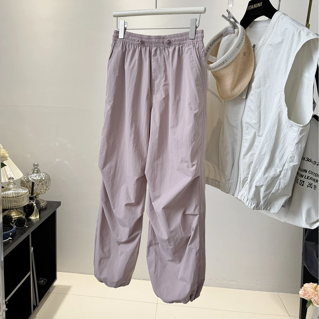 工装休闲裤女2025夏季新款机能风降落伞裤轻薄凉快防晒显瘦束脚裤