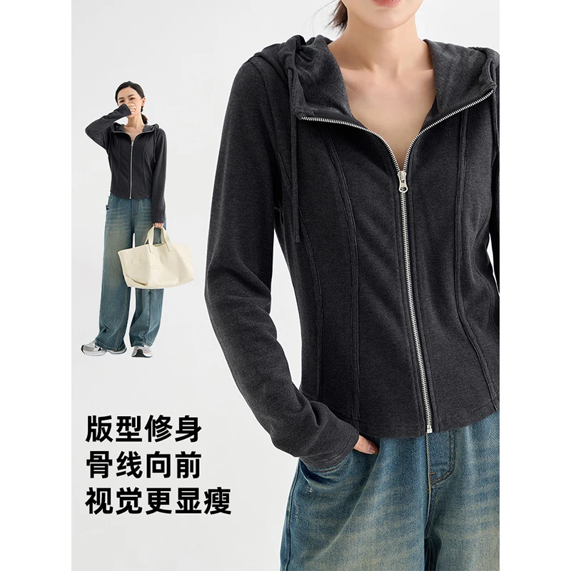 【马甲线】女童秋装鱼骨修身连帽外套亲子装儿童开衫6441D