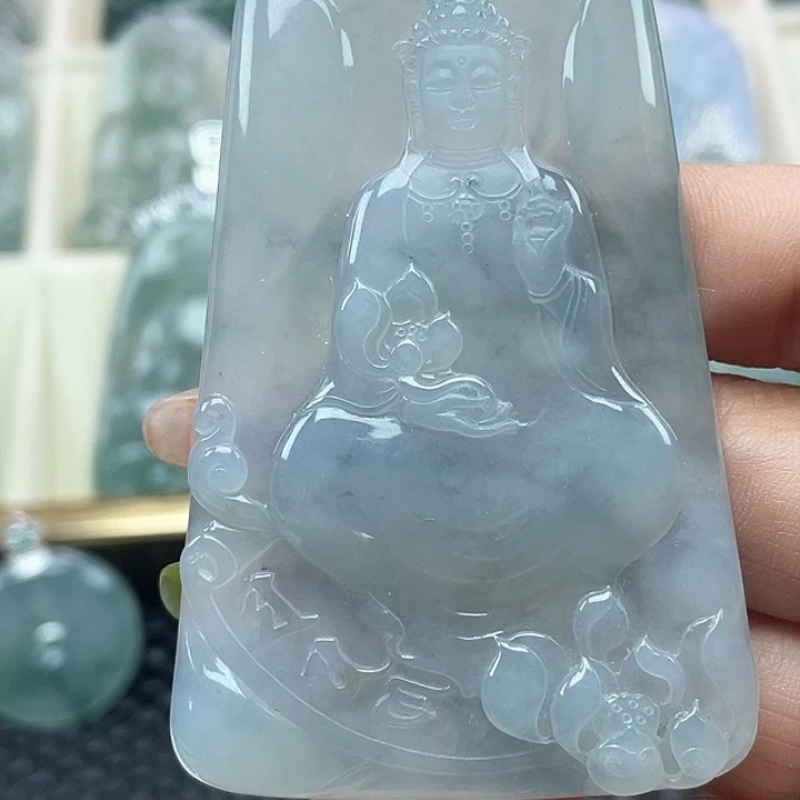 颈饰未镶嵌翡翠凯***文天然缅甸翡翠A货素衣观音