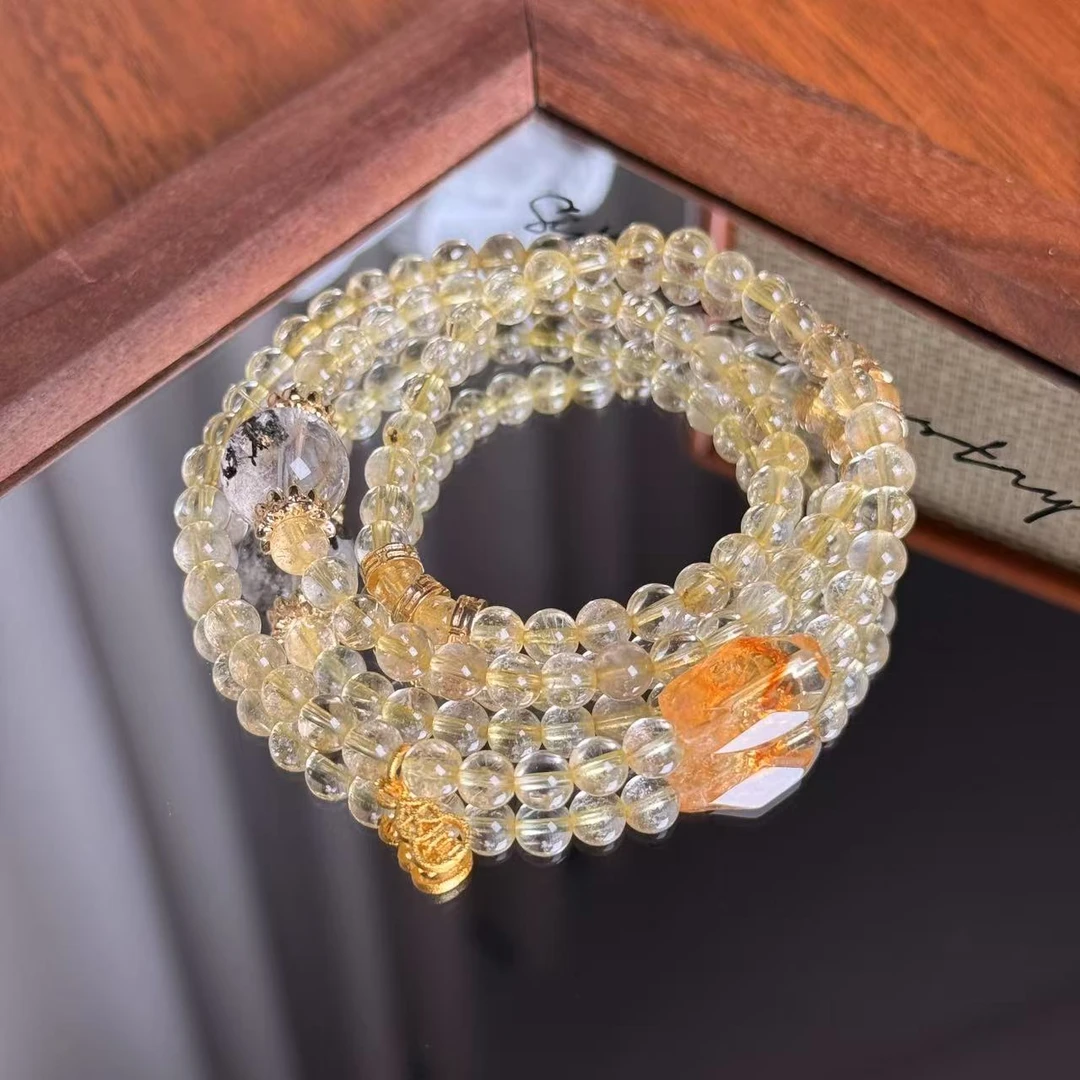 金发晶黄塔晶闪灵水晶手串手链 颜色微差多样性发其一F342