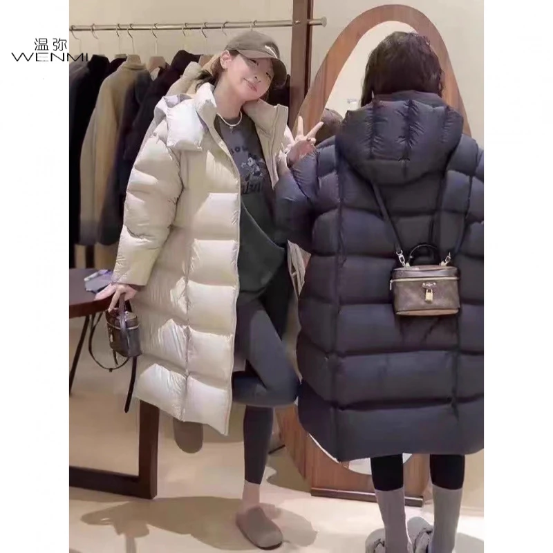 云感泡芙90白鸭绒羽绒服女中长款过膝加厚2025新冬季时尚轻盈保暖