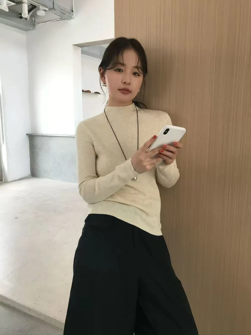 格调美美 半高领长袖针织打底内搭