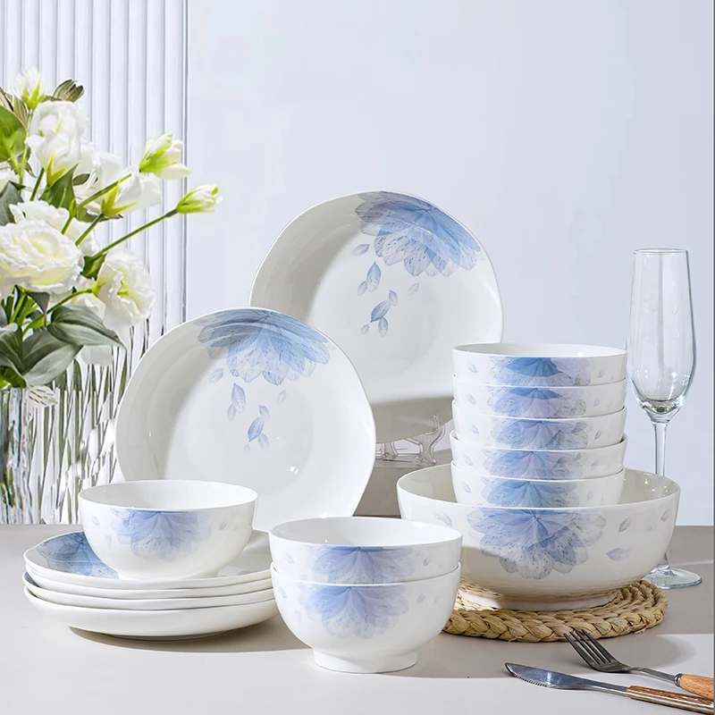 【蓝色梦境】8英寸花瓣盘10只装