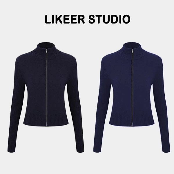 【澳洲绵羊毛】经典款双拉链洋气定制极简加厚毛衣外套开衫F745