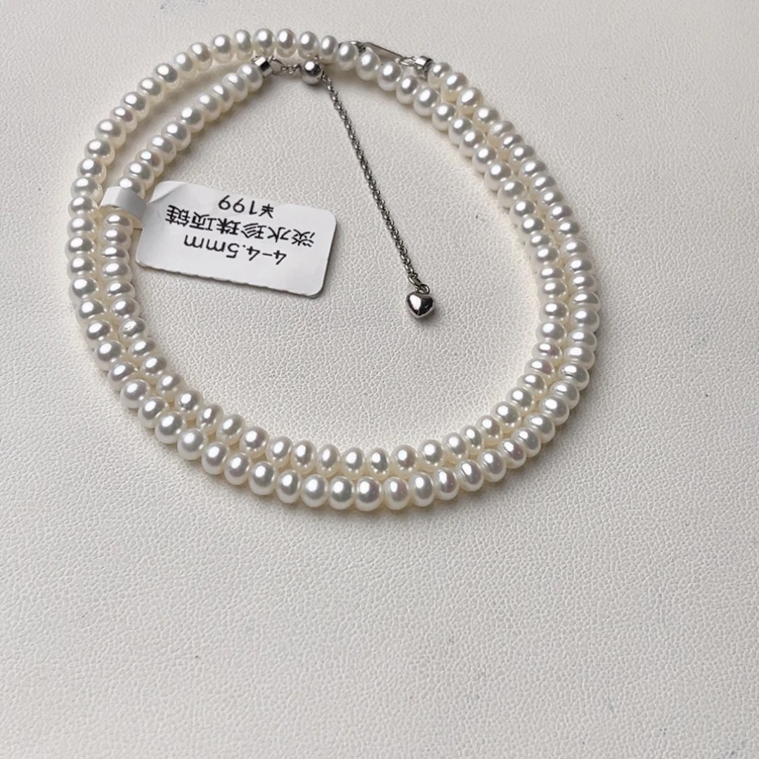 淡水珍珠银S925镶嵌颈饰4-4.5mm