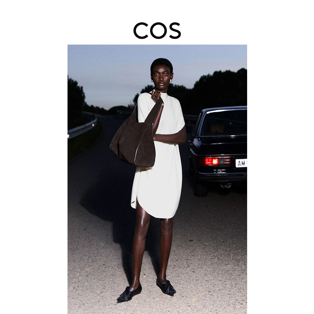 COS女装 休闲版型茧形半高领羊毛连衣裙2025春季新品1265009002