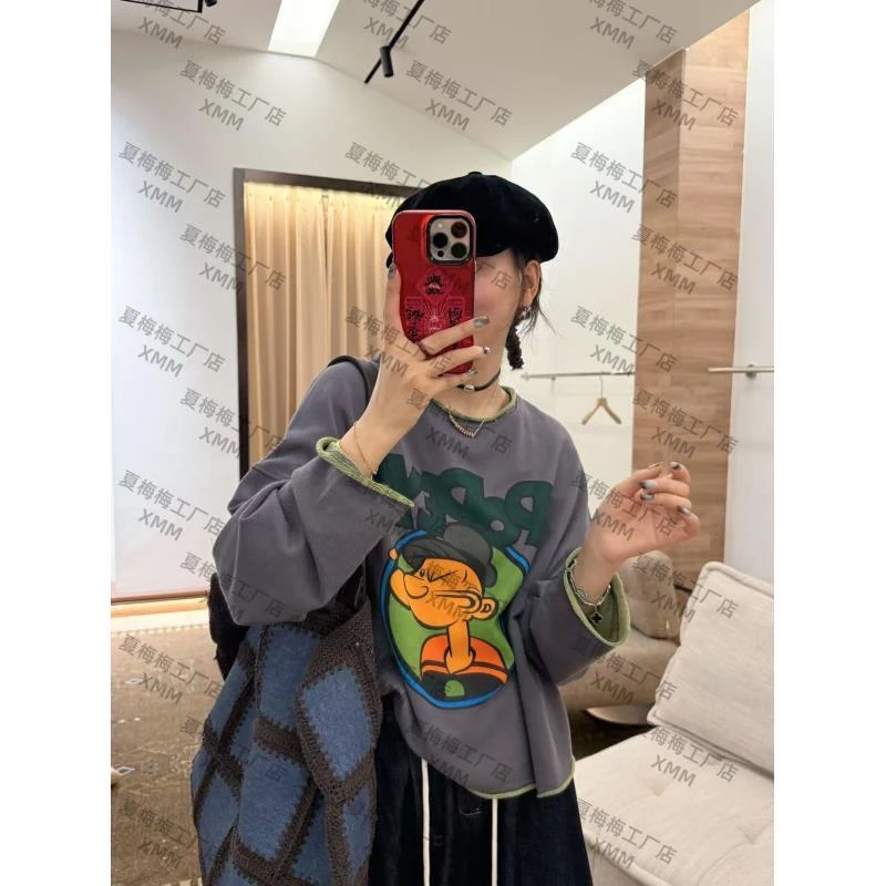 XMM.《G卷边卡通水手卫衣》时尚百搭潮流舒适洋气显瘦卡通T恤-81022