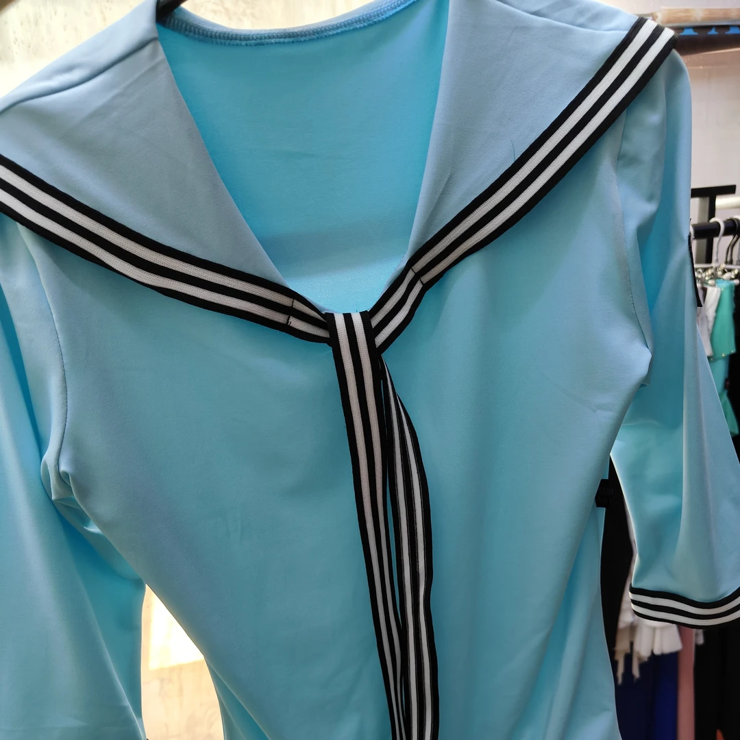 恒世舞服蓝色海军风连体上衣