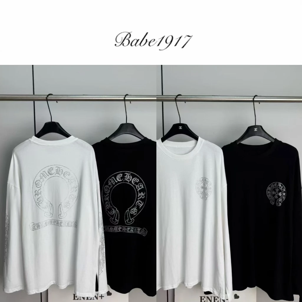 【饱饱】烫钻圆领女长袖简约长袖T恤秋季打底衫