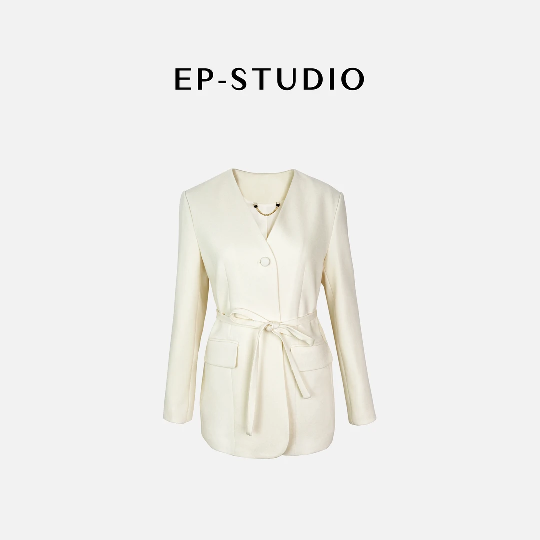 【雅诗】原创气质醋酸系带西装29766