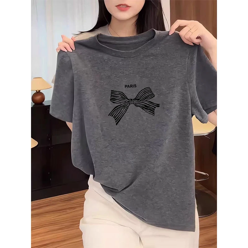 韩版正肩显瘦简约t恤女短袖2025夏季时尚休闲百搭基础款纯棉上衣