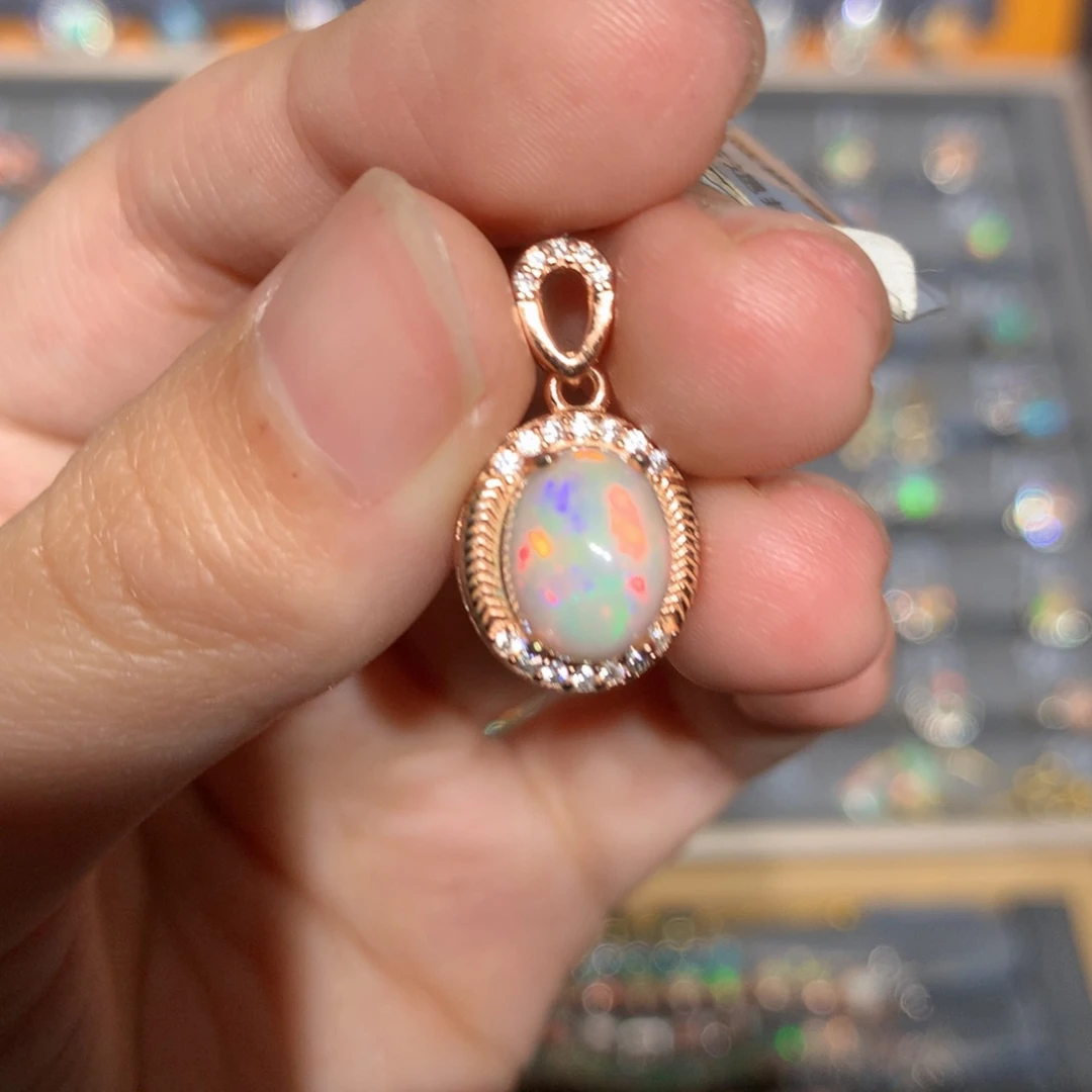 银S925镶嵌欧泊欧泊吊坠y