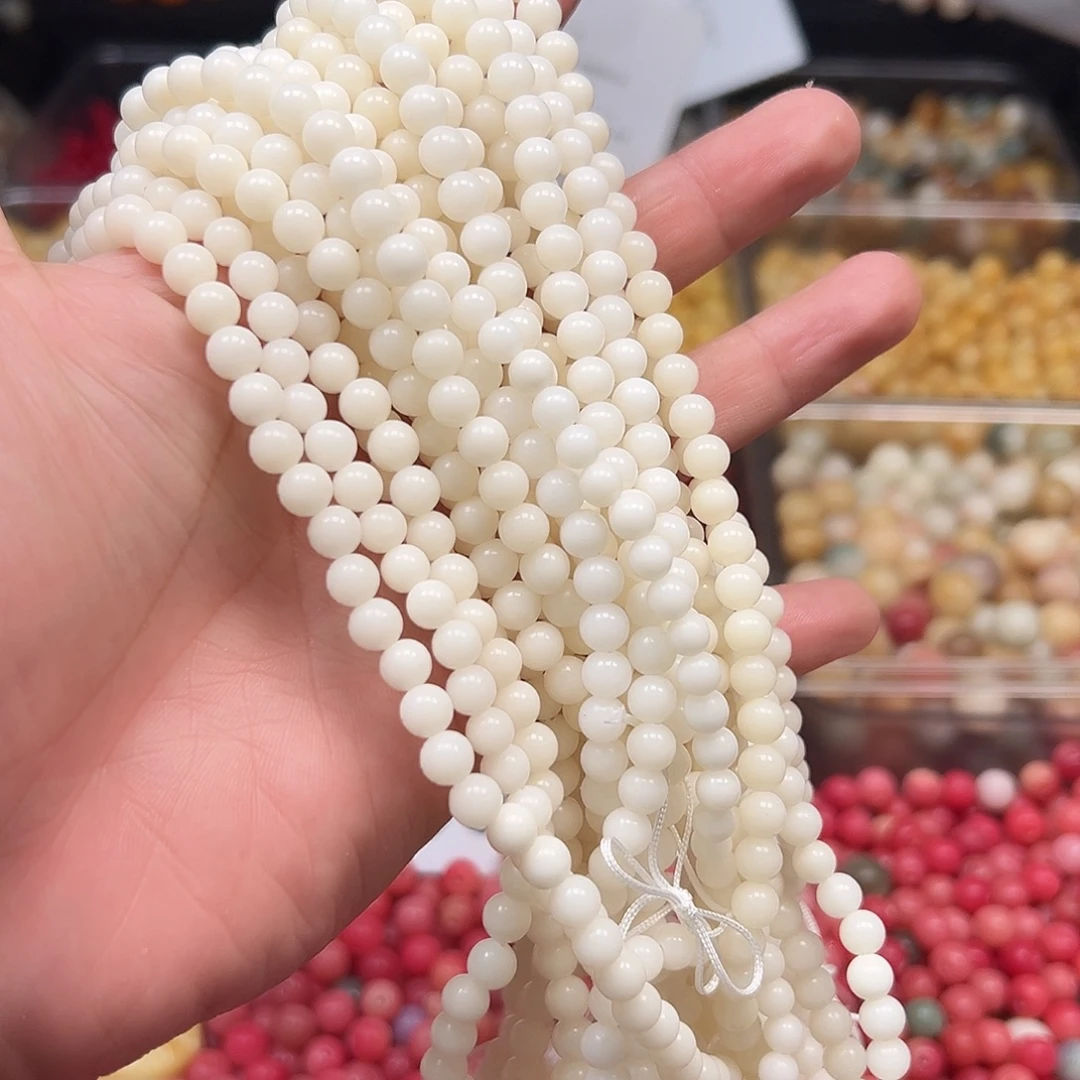菩提根/象牙果手串110颗卡6乳白色圆珠