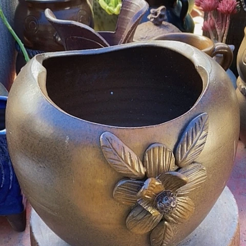 紫砂花盆内21高度22无孔瑕疵