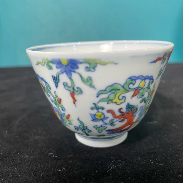仿古瓷 仿古瓷仿古斗彩团龙纹主人杯1641-4-4
