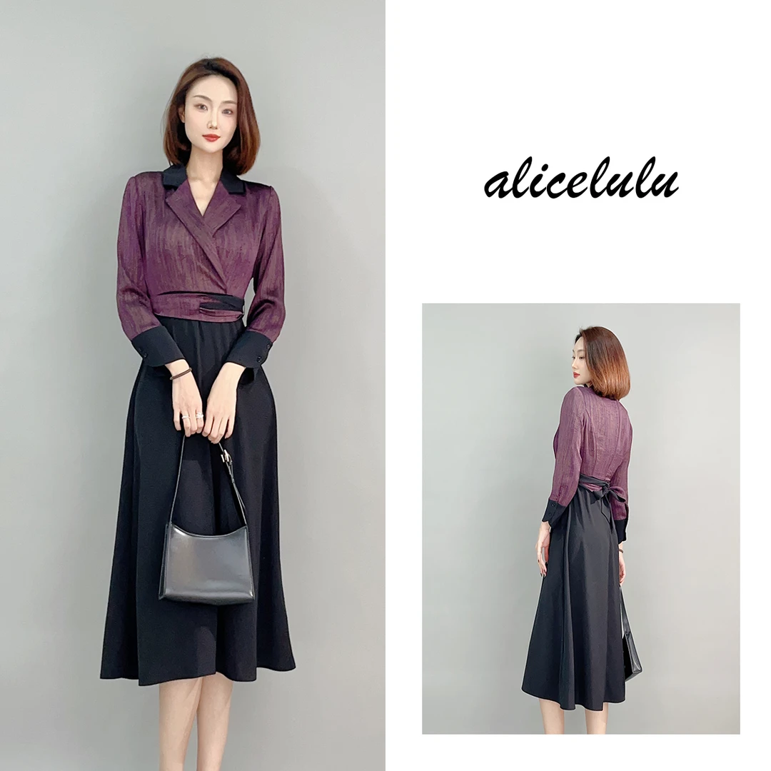6 ALICE “暗夜之花”连衣裙 时髦撞色 柔美绑带 S2141826E