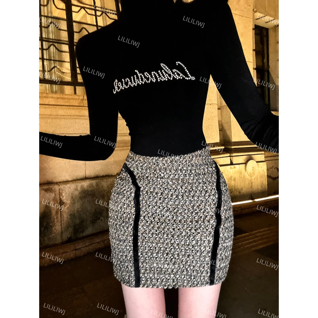 【婉君】秋冬韩版显瘦高腰时尚性感A字短裙LWJ24D4Q2581