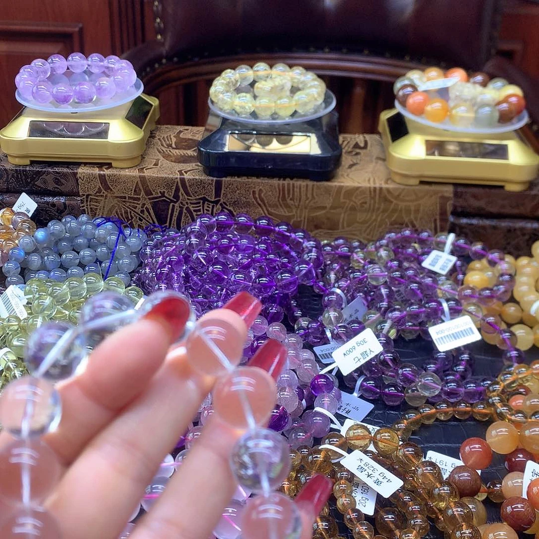 烟晶手链银S925镶嵌白水晶15