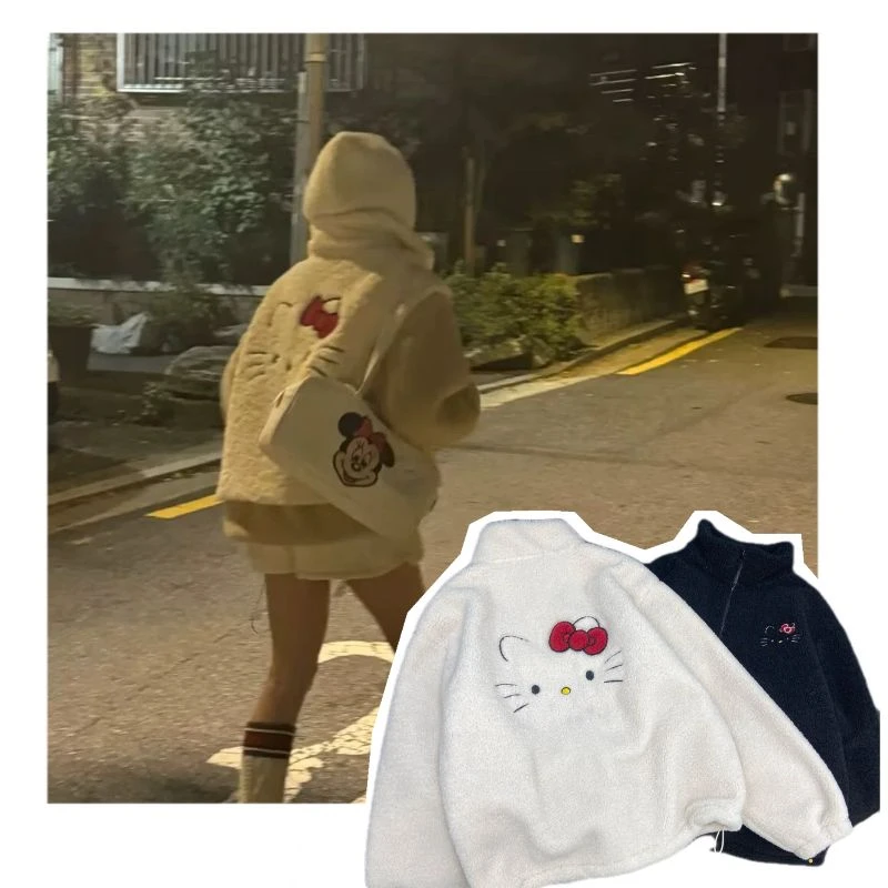 【KT喵外套】Y韩系设计款立领羔羔毛外套宽松百搭显瘦外套氛围感