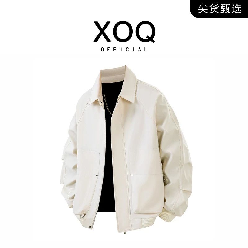 【品牌甄选】春秋新款翻领夹克休闲宽松轻奢男士外套纯色简约风外搭