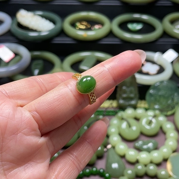 和田玉（碧玉）银S925镶嵌戒指