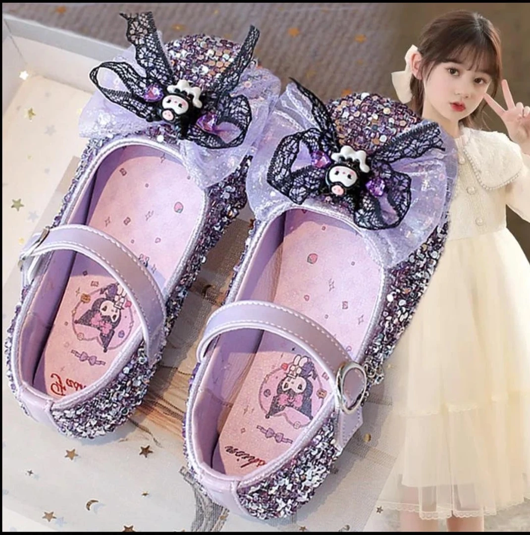 女童皮鞋2025春夏新款小女孩库洛米水晶鞋女宝宝蝴蝶结公主鞋演出