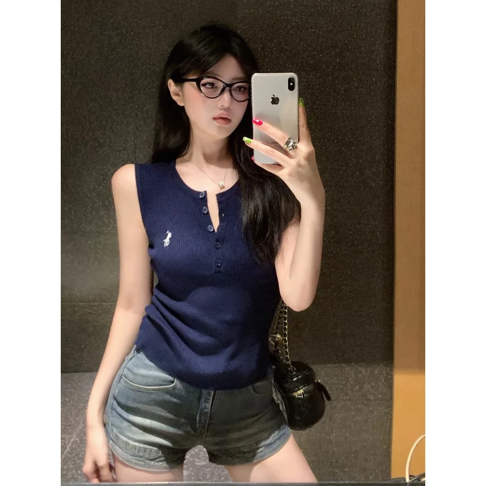 【圆领小马】刺绣图案休闲简约百搭单品无袖背心