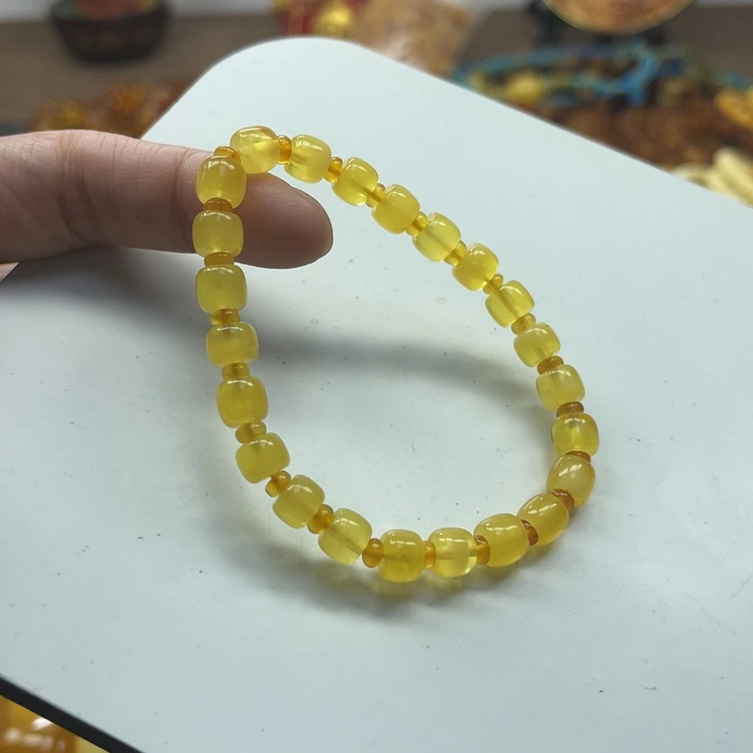 琥珀未镶嵌手串金胶蜜手串