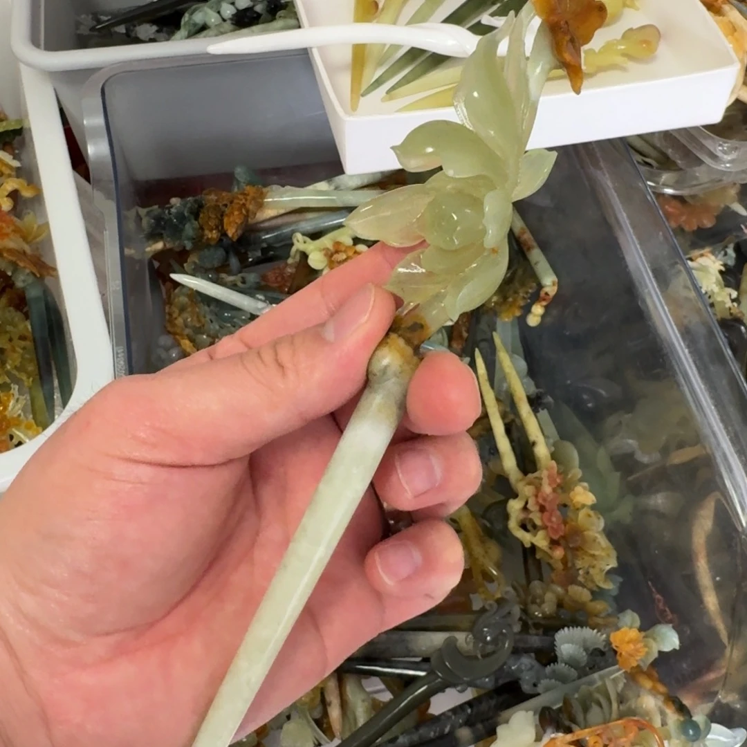 岫玉发饰未镶嵌明君玉簪就是好看