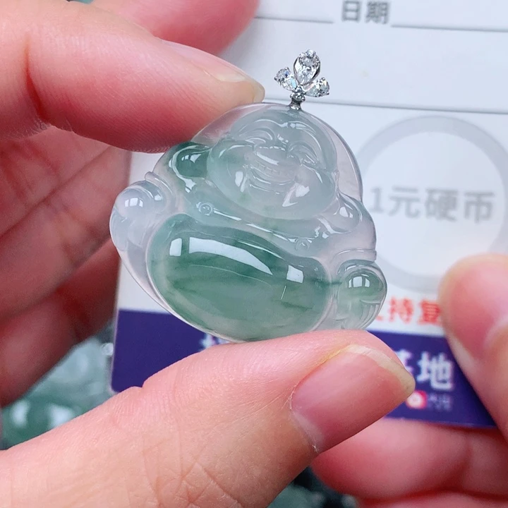吊坠(不含链)18K金镶嵌翡翠